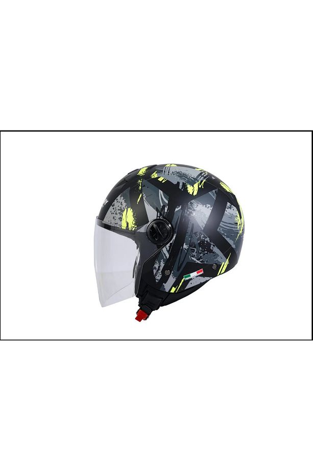 KASK SW 715 YARIM POISON SİYAH GRİ SARI - 1