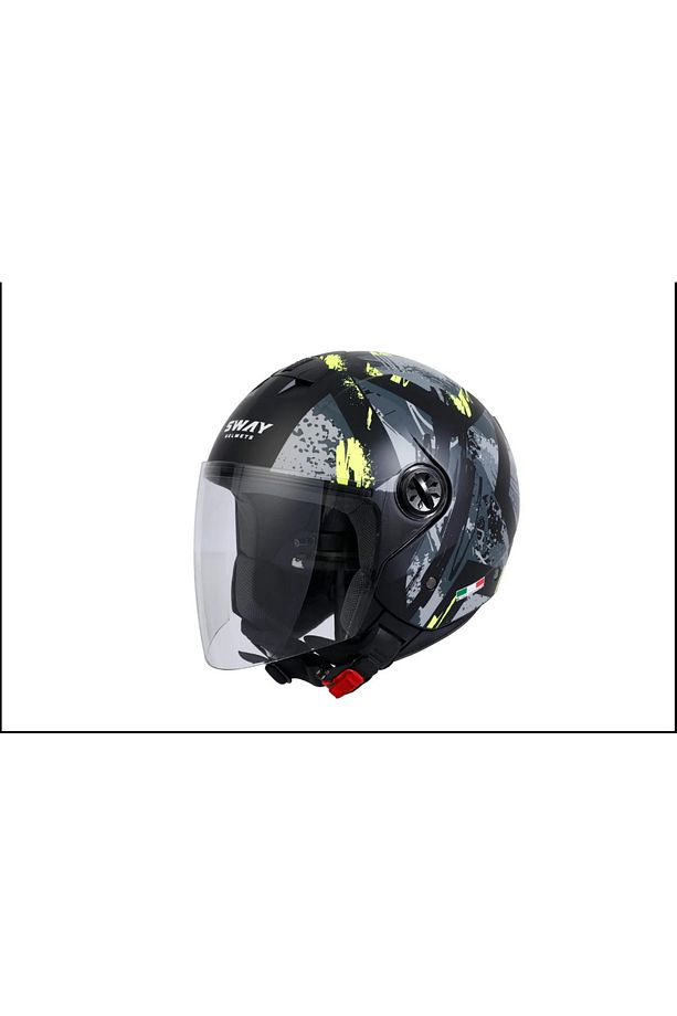 KASK SW 715 YARIM POISON SİYAH GRİ SARI - 2