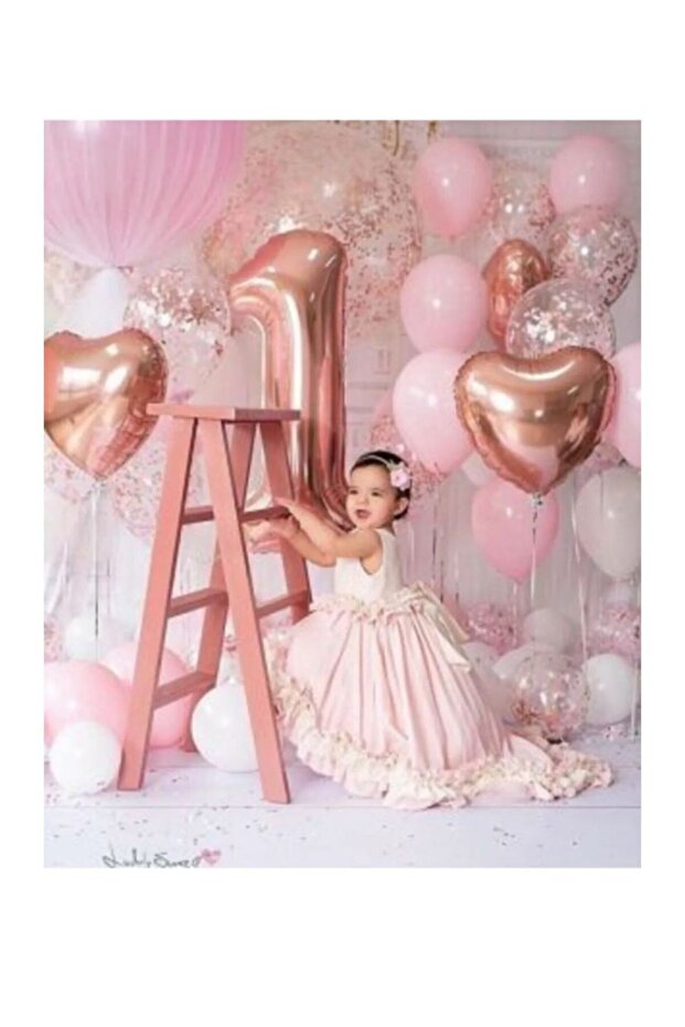 1 Year Old Rosegold Birthday Balloon Set