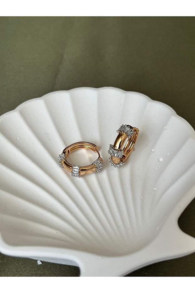Baguette Stone Hoop Earrings