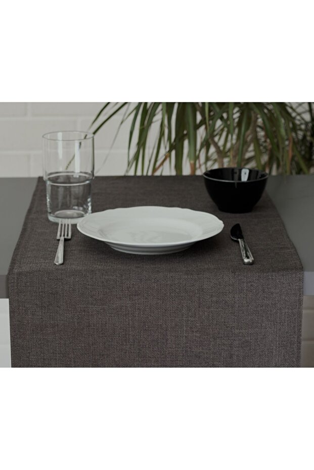 Plain Linen Smoked Runner 40x140 cm