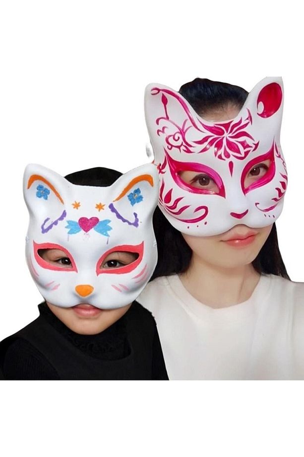 Orijinal Ithal Dıy Do It Yourself Kişisel Tasarım Mukavva Boyasız Lastikli Sert Kalıp Kedi Maske - 8