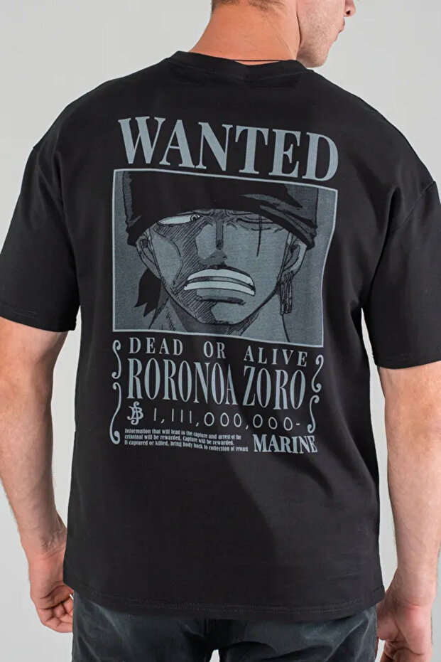 Anime One Piece Zoro Wanted Front and Back Printed T-Shirt