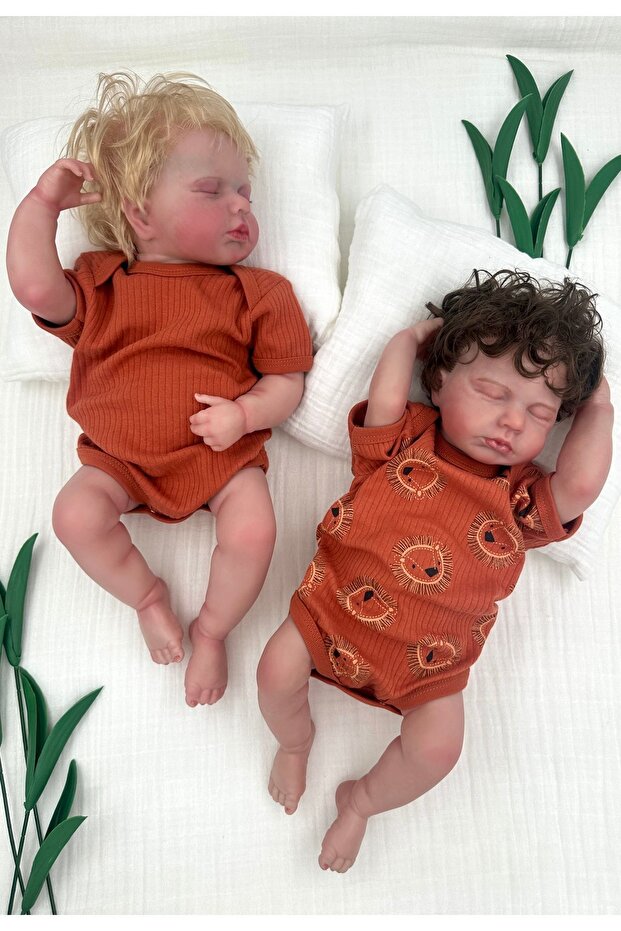 2-Piece Cotton Short Sleeve Snap Fastener Baby Bodysuit Set Ribbed Fabric Hedgehog Cinnamon