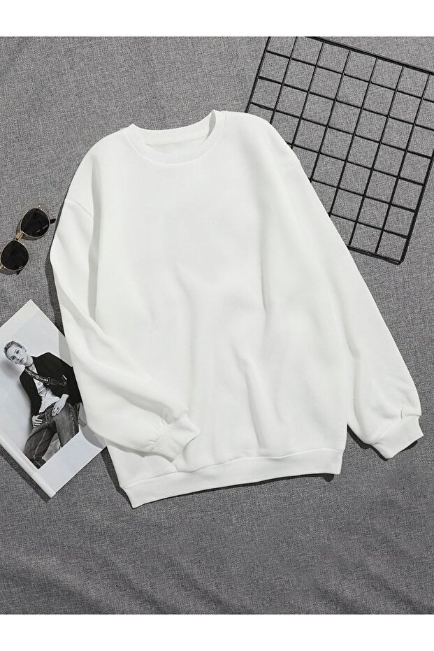 Oversize Sweatshirt White 3 Thread Raised - 1