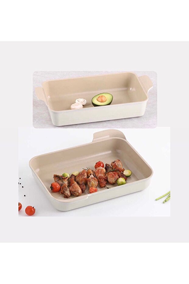 Fika Aluminum Casting Rectangular Non-Flammable Non-Stick 2-Piece Baking Tray Cake Container - 1