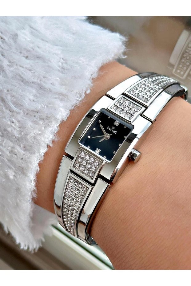 Steel Cornered and Stone-Encrusted Women's Wristwatch Fvr-1050.2Cbc