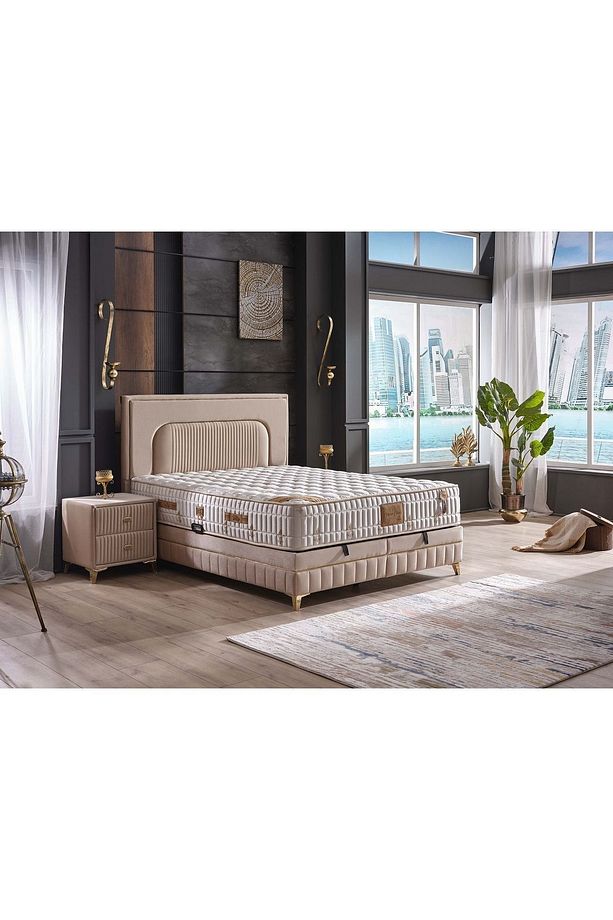 Dream Cloud Ortopedik Kuş Tüyü Sünger Doğal Viskon Kumaş Yatak + Baza + Başlık Seti - 1