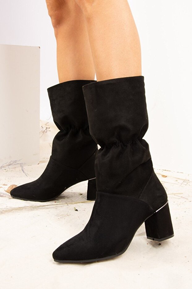 Siyah Süet Kadın Bot J518016602 - 2