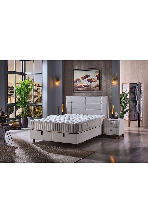 Tutku Home Genova Torba Yaylı Ergonomik 4 Mevsim Ortopedik Yatak+Baza+Baza Başlığı - 1
