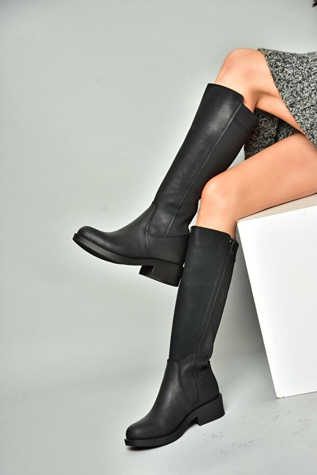R674009809 Black Low Heeled Women's Boots