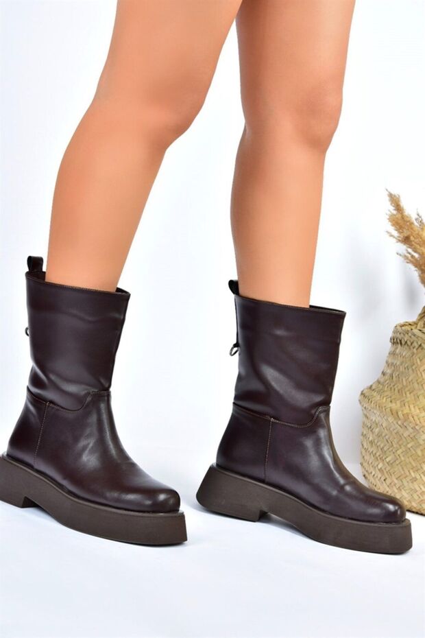 Kahverengi Kalın Tabanlı Günlük Kadın Bot L610067109 - 3