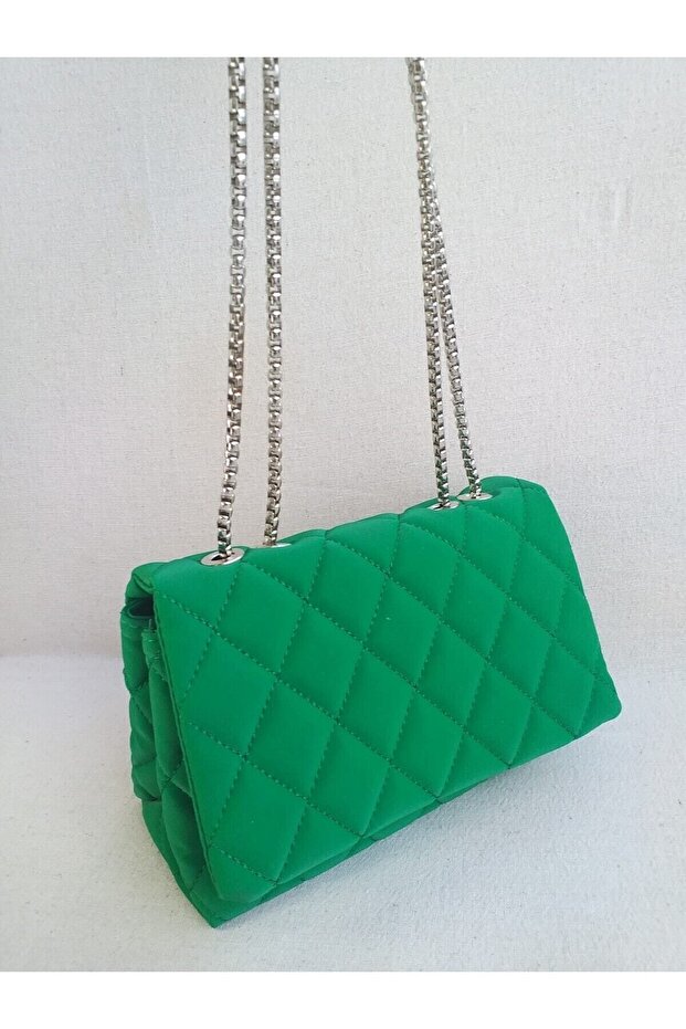 Kadın Kapitone Içi Astarlı 2 Bölmeli El Ve Omuz Çantası. Hediye Uygun. Yeşil - 2