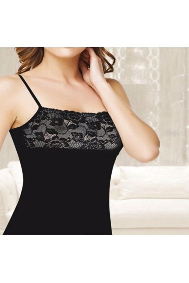 0147 Ip Askılı Dantelli Atlet - 1
