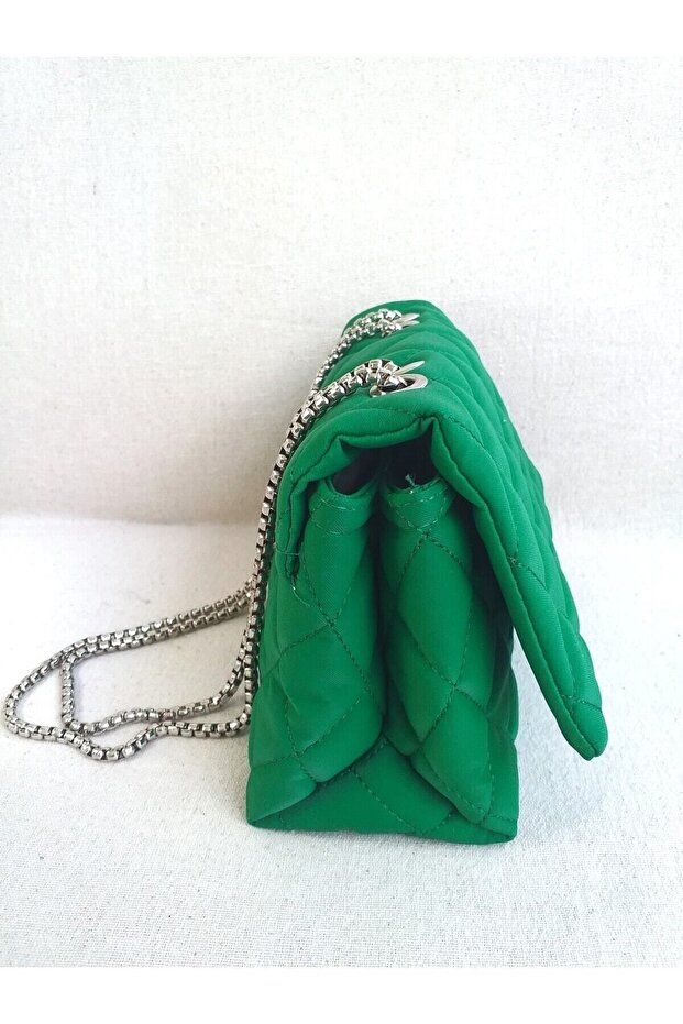 Kadın Kapitone Içi Astarlı 2 Bölmeli El Ve Omuz Çantası. Hediye Uygun. Yeşil - 3