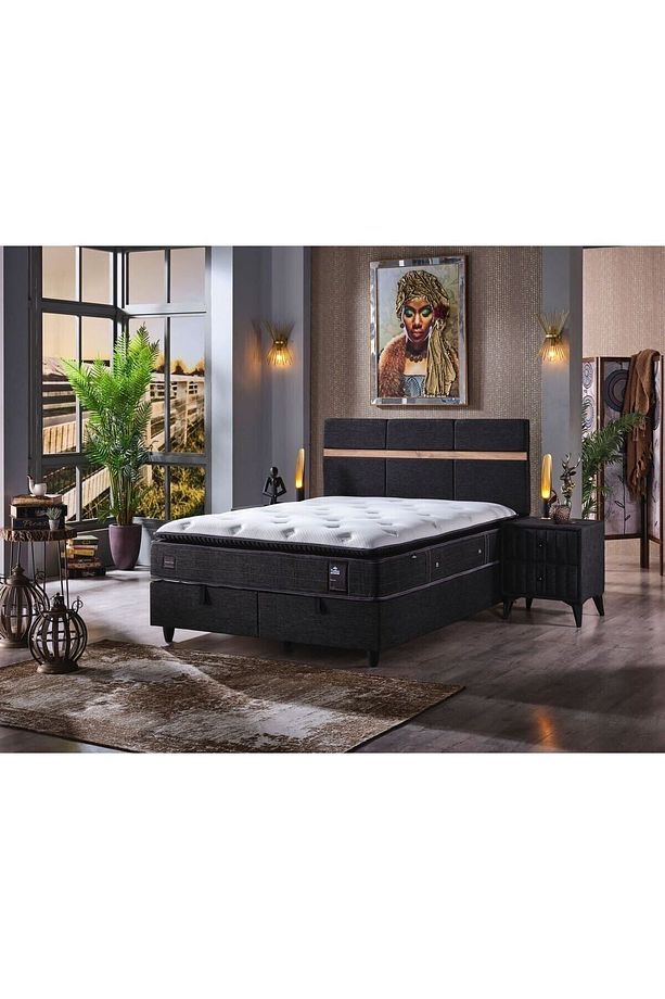 Roma Torba ve Paket Yaylı Pedli 4 Mevsim Ortopedik Yatak+Baza+Baza Başlığı - 1
