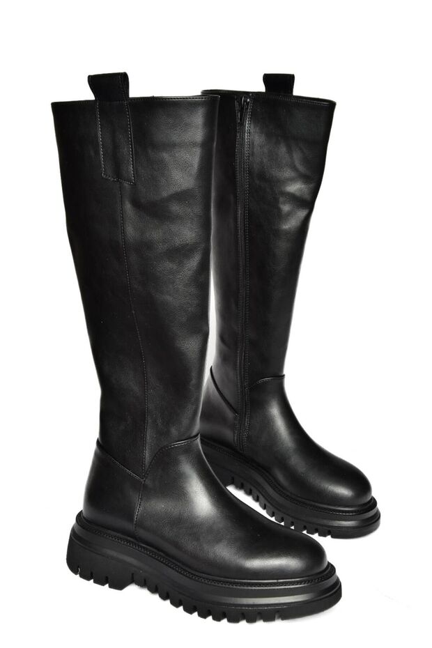 R312401309 Fekete vastag talpú női csizma - 4