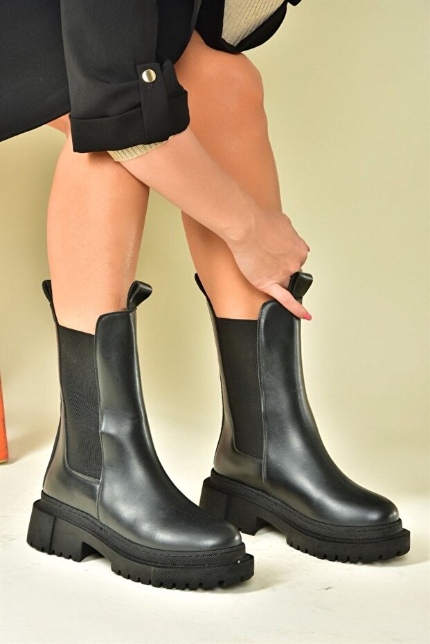 Fekete vastag talpú napi női csizma N280349009 - 4