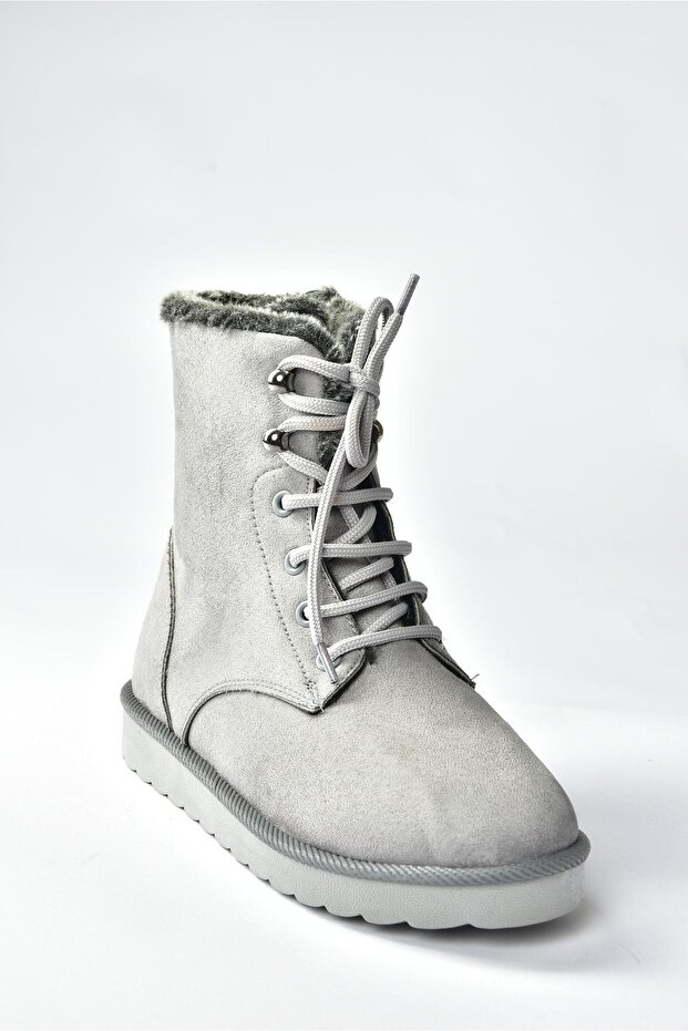 Szürke velúr női csizma belső szőrmével N404003002 - 4