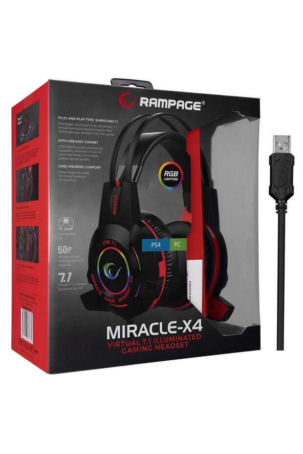 Miracle-x4 Siyah Rgb Led 7.1 Surround Sound System Mikrofonlu Oyuncu Kulaklığı - 4