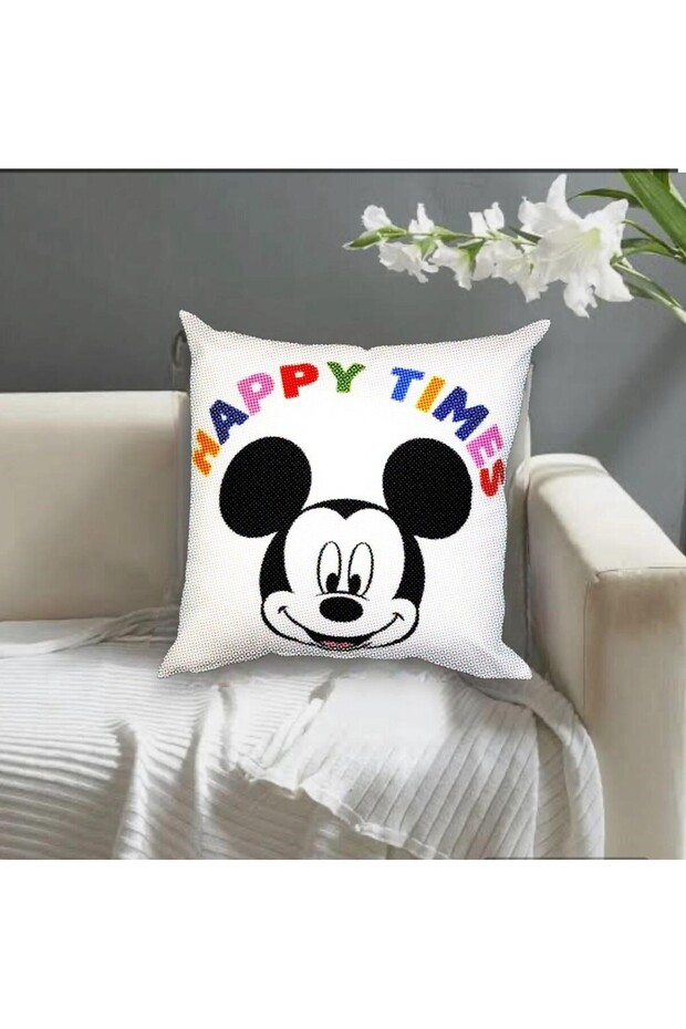 Disney Mickey Mouse Square Cotton Fabric Filled Throw Pillow 1 Piece 40X40 cm