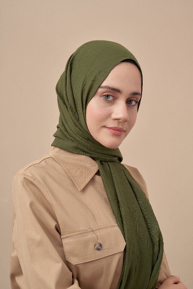 Bambu Kraş Şal - Haki - 3