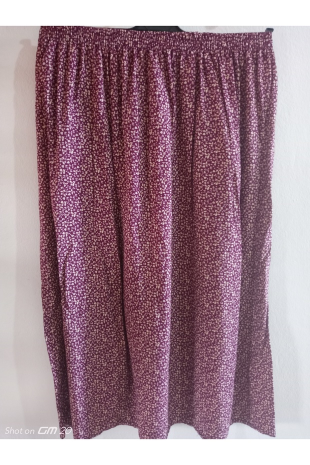 Patterned Viscose Printed Fabric Maxi Length Mother Skirt with Elastic Waist - 2