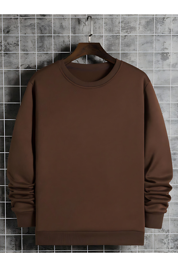 Thick Winter Sweatshirt - Plain, RaiseD, Long Sleeve, Oversize Crew Neck