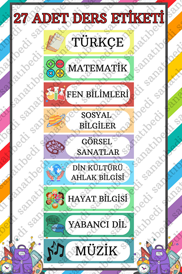 Water Resistant School Lesson Sticker - School Lesson Sticker for Notebook Book
