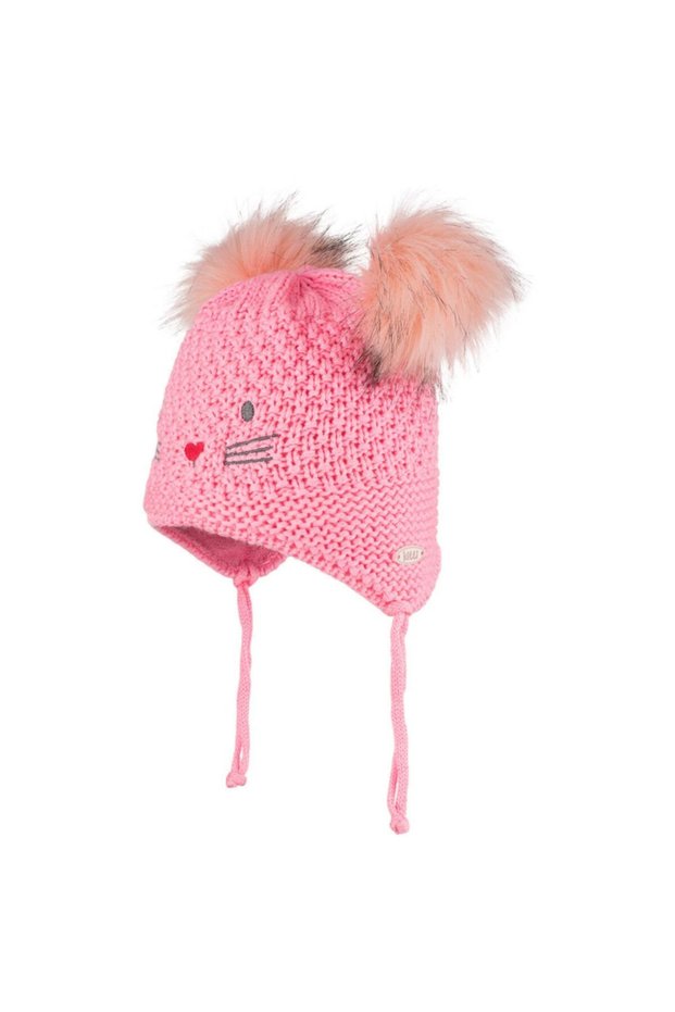 Baby Girl Laced Fleece Inside Knitwear Beret 3-12 Months