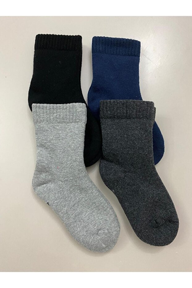 ÇOCUK KIŞLIK DİKİŞSİZ HAVLU ÇORAP 4ÇİFT - 1