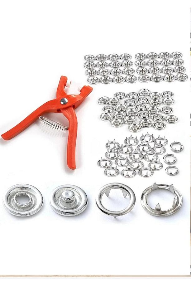 Çıt Çıt Düğme Ve Pensesi 100 Set Çıt Çıt Metal Düğme Yapma Seti - 1