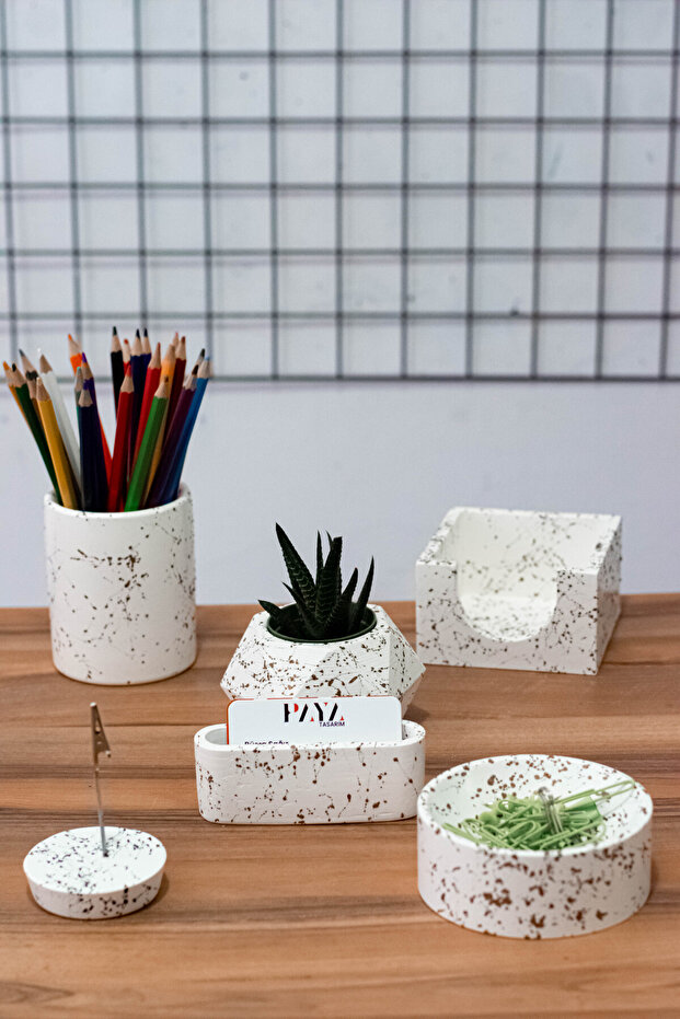OFFICE SET PEN HOLDER POT NOTE TAKER NOTEBOOK HOLDER Paper Clip Business Card Holder CACTUS