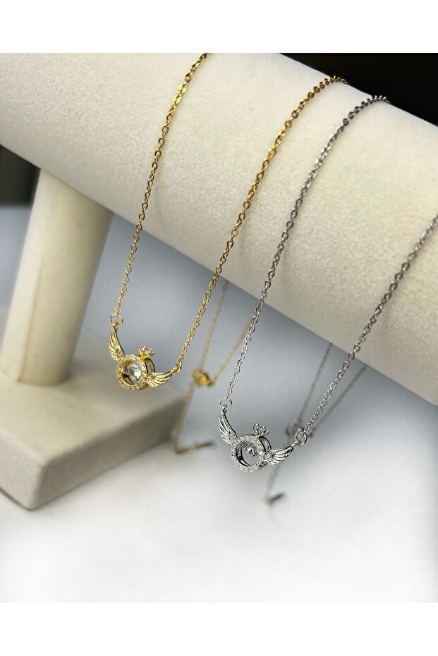 Kanatlı Yüzük Kolye Gold - 2