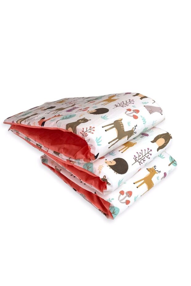 Baby Child 100% Cotton Crib Side Protection 50X90 Mother's Side (3 Pieces) Nature Tile Orange