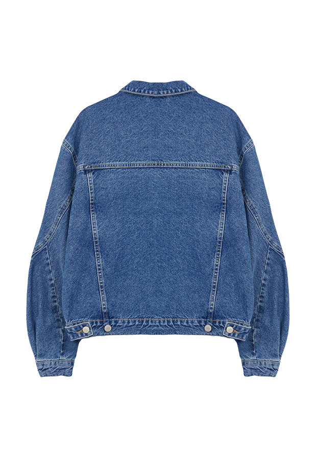 Mavi Kolu Dikiş Detaylı Oversize Denim Ceket TWOAW25CE00015 - 7
