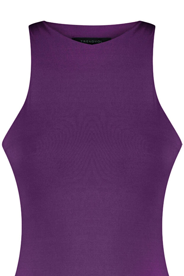 Flexible Knitted Body - Plum Color, Halter Neck, Bottom Snap - Twoss20Bd0044 - 6