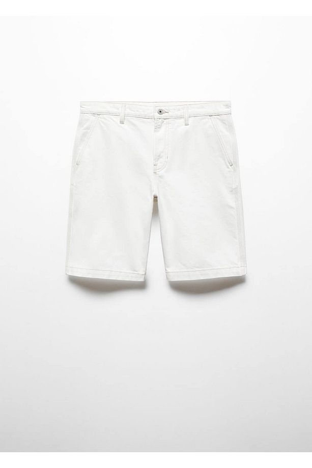 Pamuklu denim bermuda şort - 3