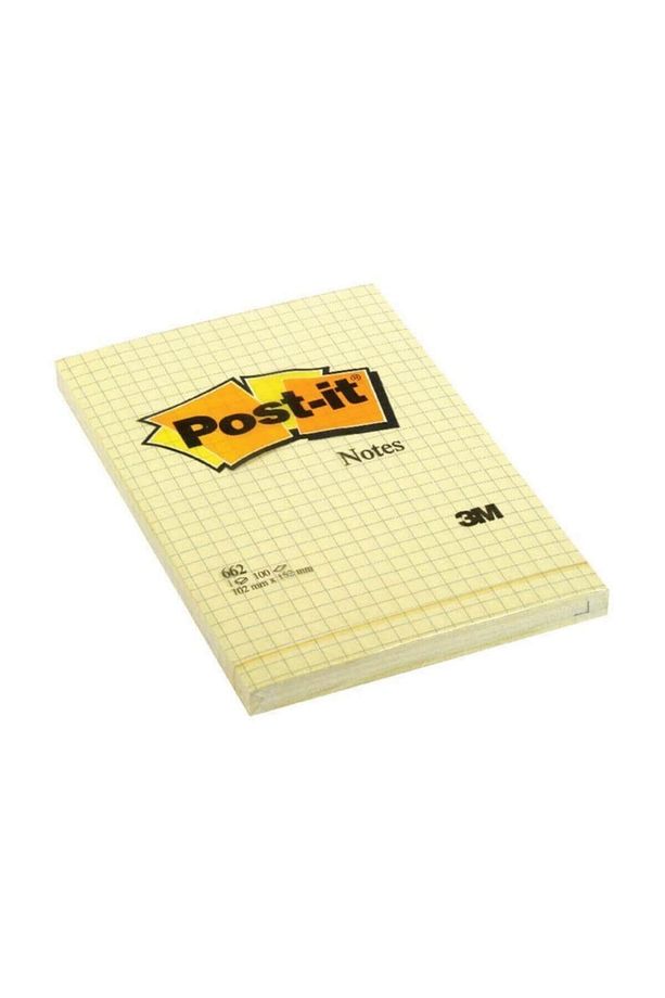 Yapışkanlı Not Kağıdı Büyük Boy Kareli 100 Yaprak 102x152 Mm Sarı 662 - 1