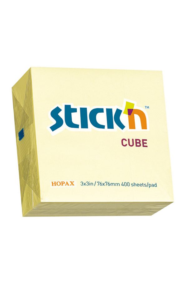 Hopax Stickn 76x76mm Sarı Yapışkanlı Küp Notluk 400 Yaprak - 1