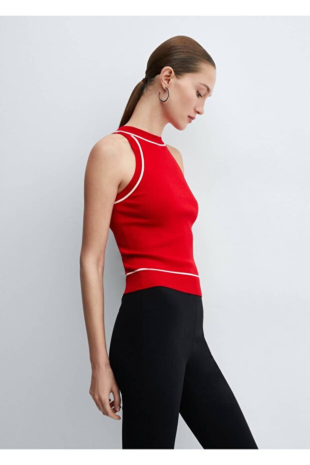 Kontrast süslemeli bluz - 6