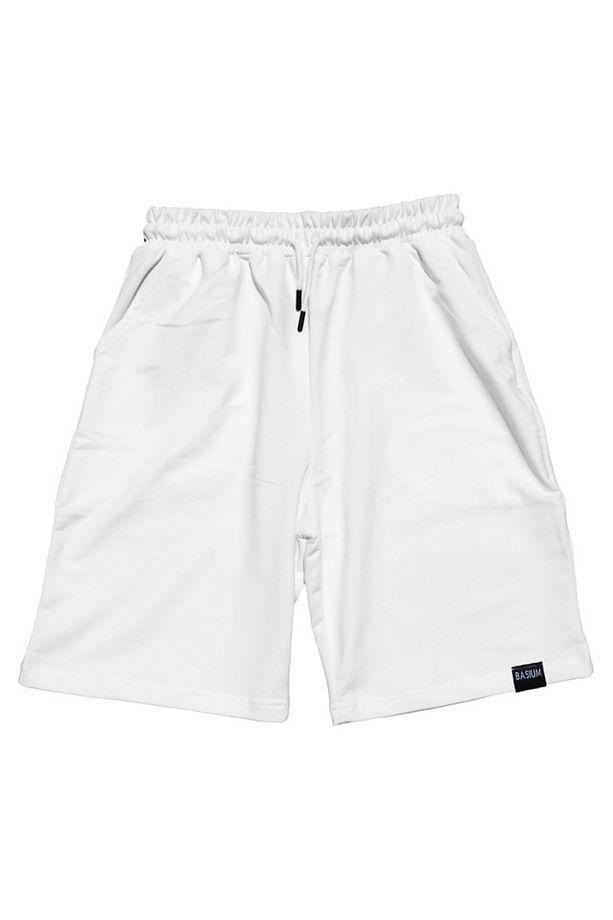 Basic Beyaz Unisex Bermuda Şort - 1