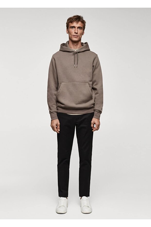 Kapüşonlu Pamuklu Kanguru Sweatshirt - 2