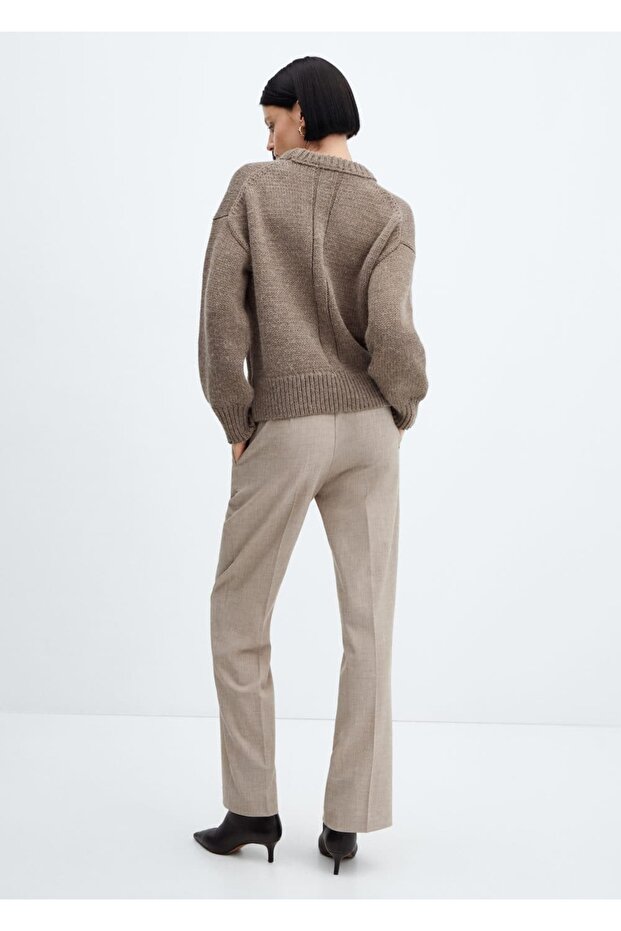 Düz kesimli kırçıllı pantolon - 4