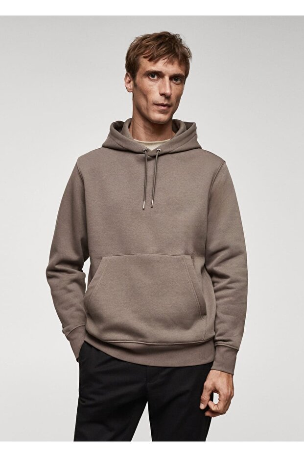 Kapüşonlu Pamuklu Kanguru Sweatshirt - 1