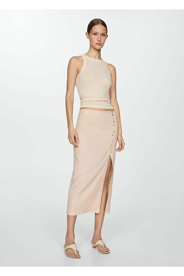 Keten yırtmaçlı etek - 2