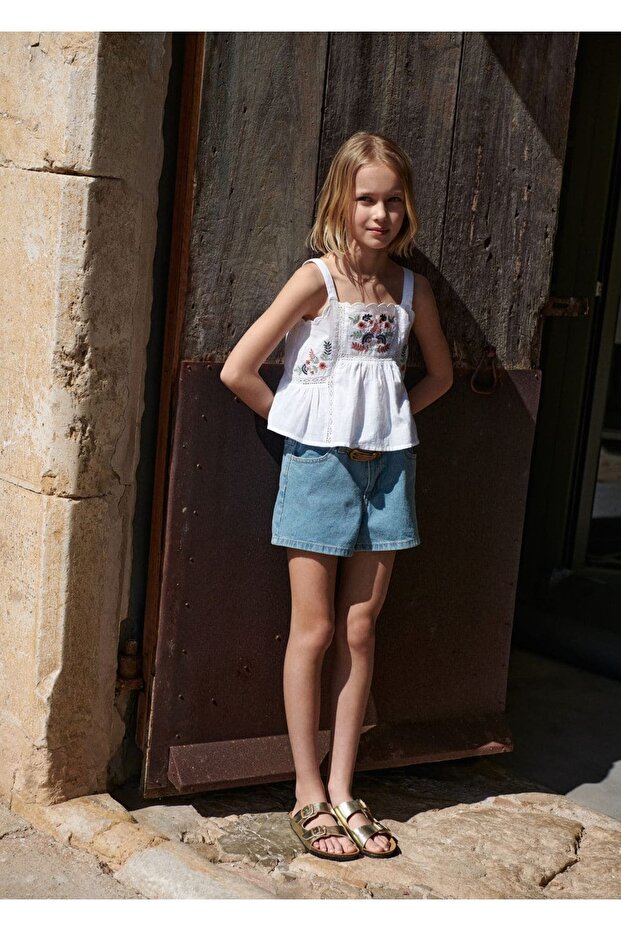 Çiçek işlemeli bluz - 3