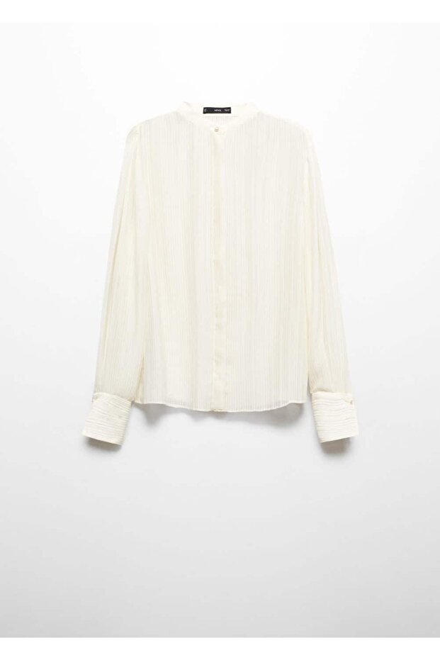 Yarı transparan pilili bluz - 3