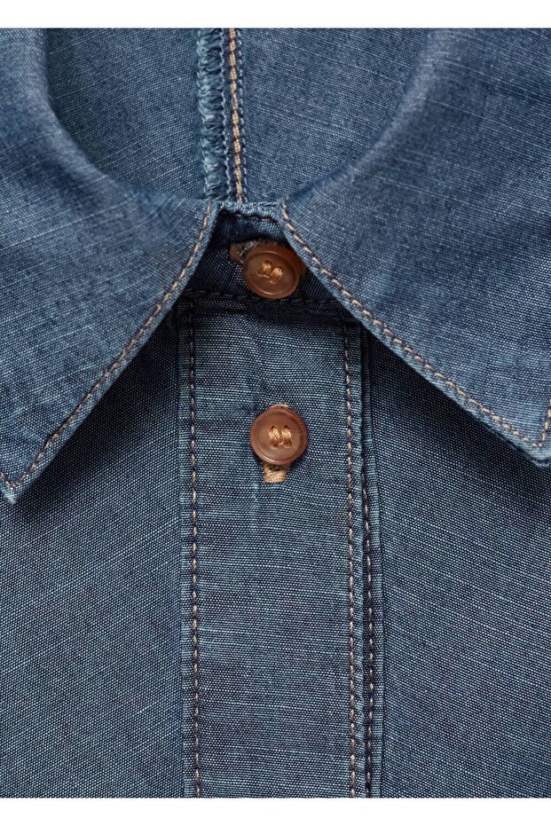 Denim gömlek elbise - 6