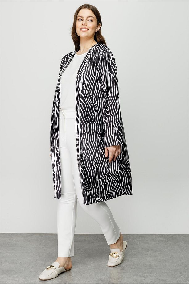 Modailgi Zebra Desen Ikili Uzun Tunik Siyah - 2